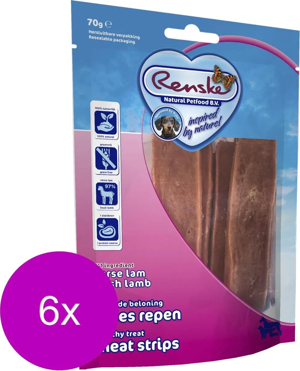 Renske Vleesrepen Lam & Groente - 6 Stuks