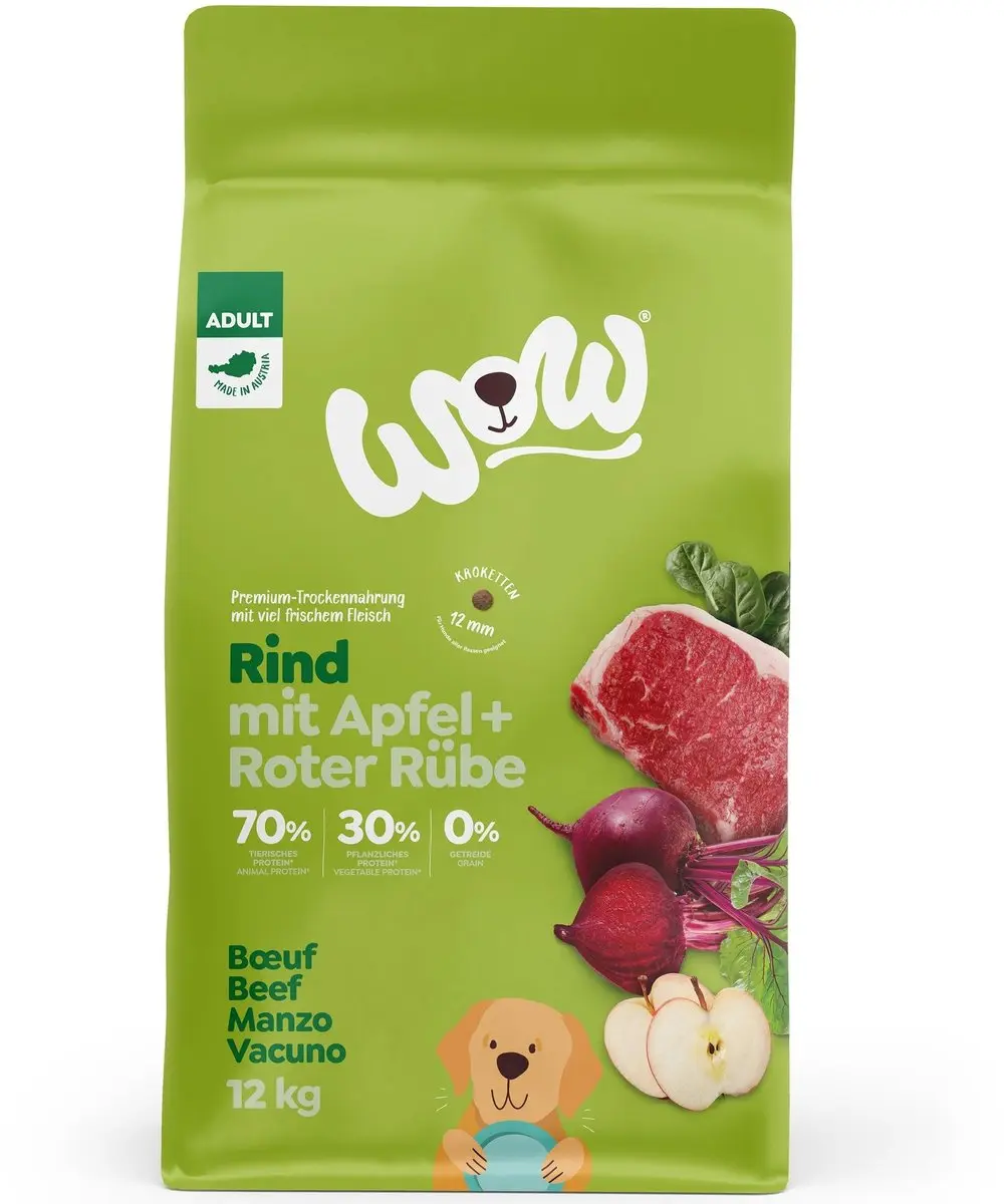 WOW Adult Graanvrij Rund met Appel en Rode Biet 12 kg