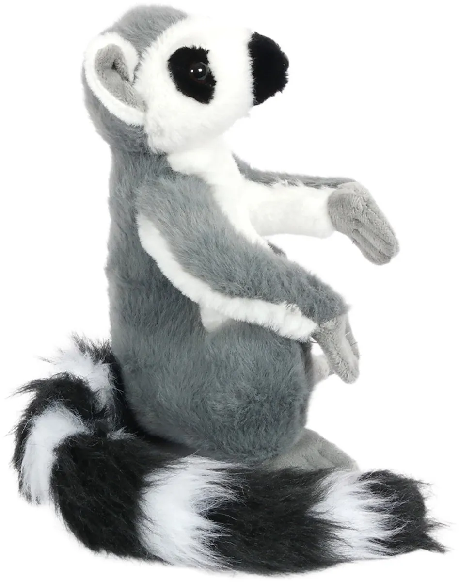 PIA Soft Toys Maki Pluche Knuffel - 20 cm - Grijs/Zwart/Wit