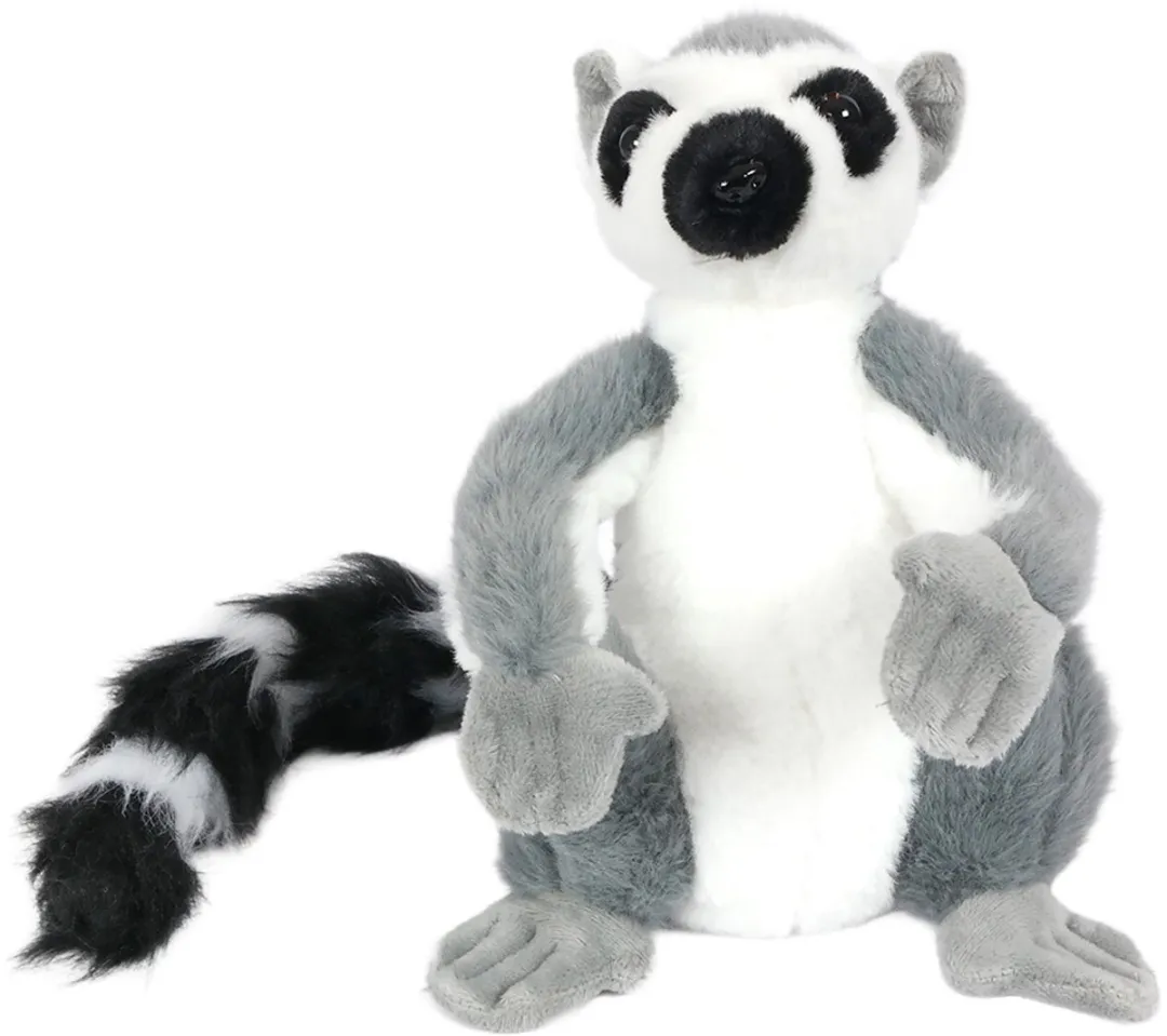 PIA Soft Toys Maki Pluche Knuffel - 20 cm - Grijs/Zwart/Wit