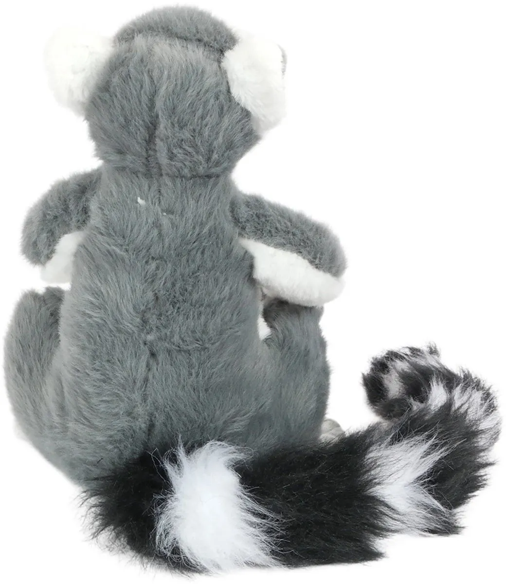 PIA Soft Toys Maki Pluche Knuffel - 20 cm - Grijs/Zwart/Wit