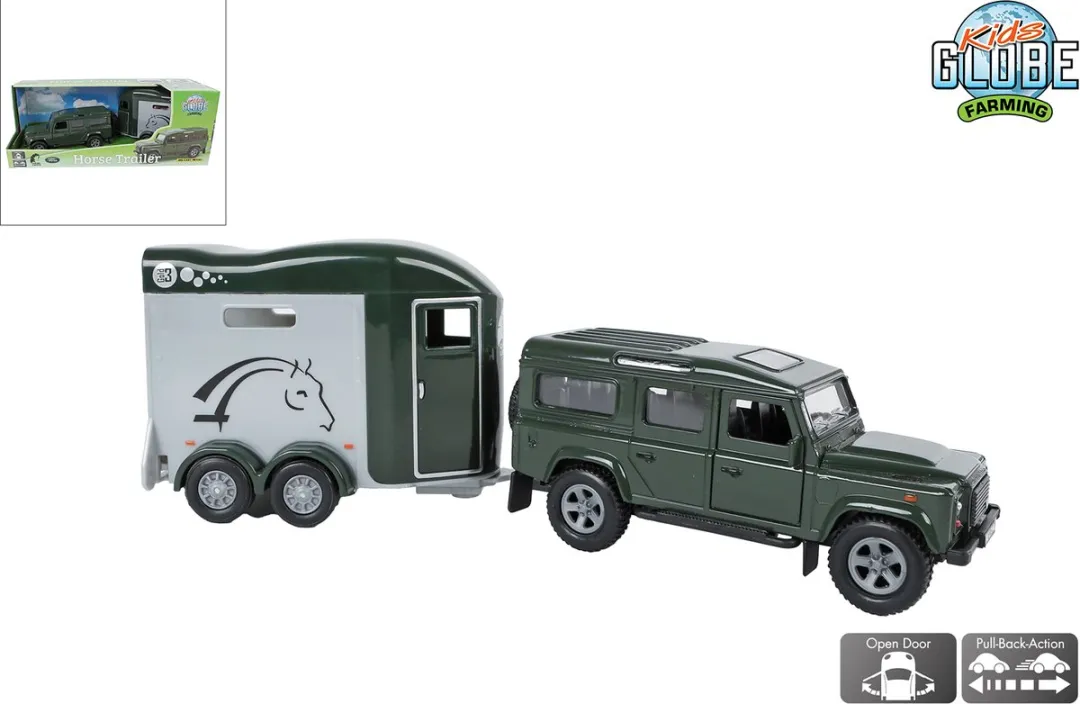 Kids Globe Land Rover Cheval Liberte Horse Trailer 28cm