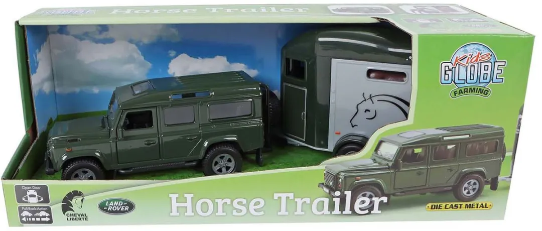 Kids Globe Land Rover Cheval Liberte Horse Trailer 28cm - Groen