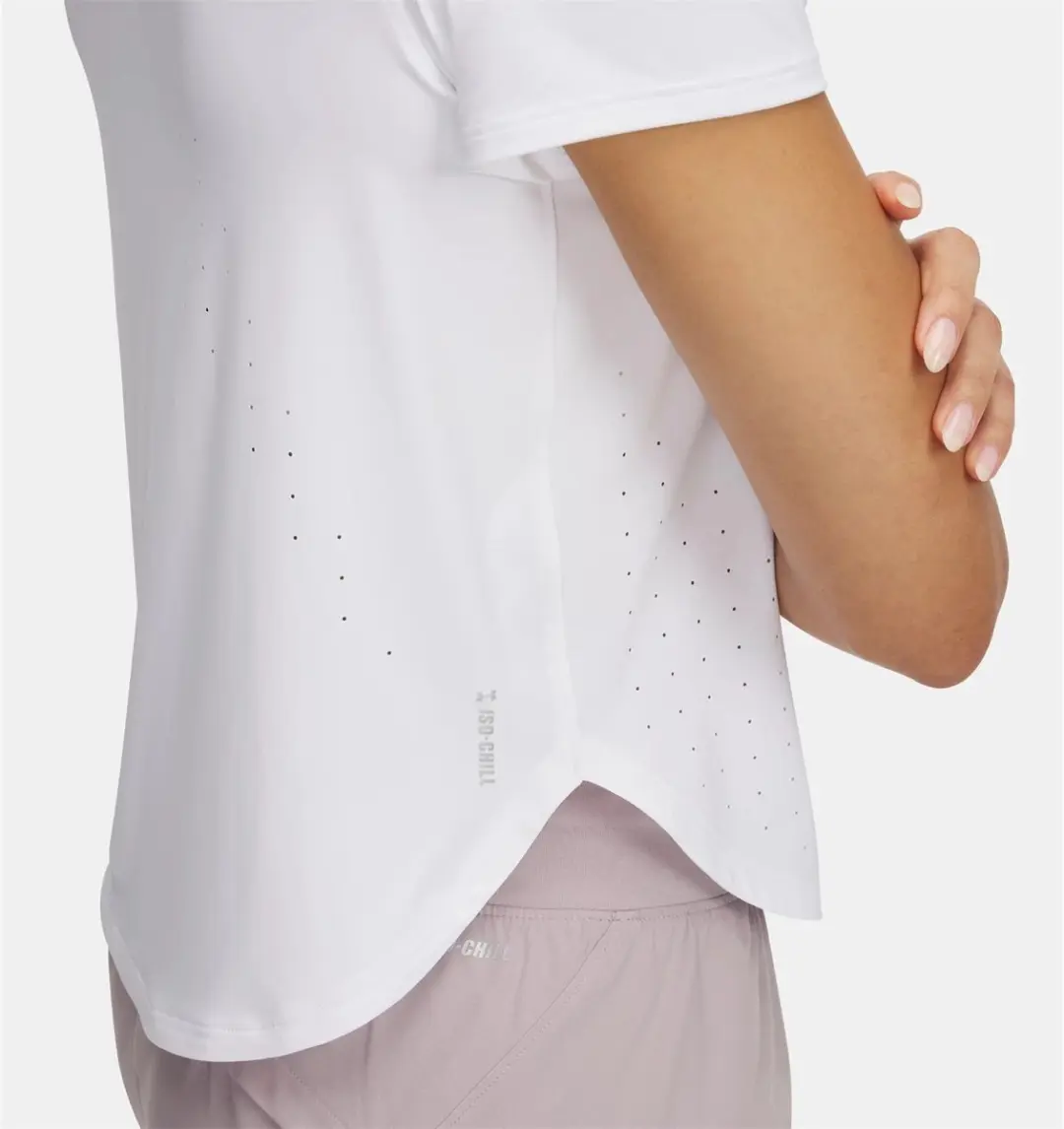 Under Armour Launch Elite Dames Sportshirt Korte Mouw - Wit - afbeelding 3 van 6