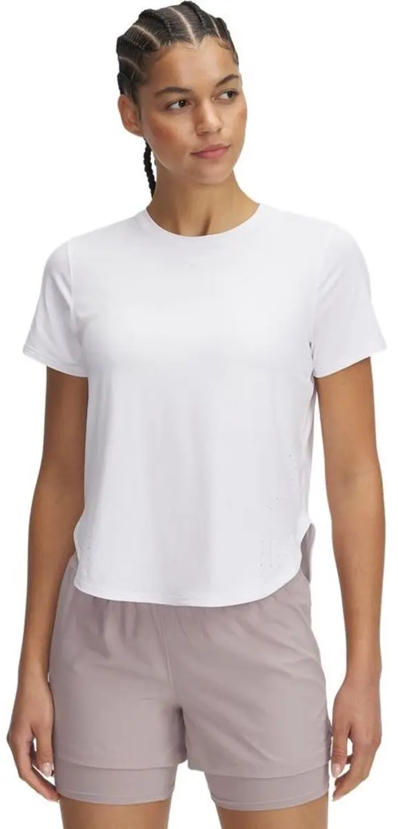 Under Armour Launch Elite Dames Sportshirt Korte Mouw - Wit - afbeelding 6 van 6