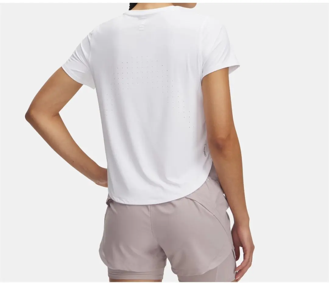 Under Armour Launch Elite Dames Sportshirt Korte Mouw - Wit - afbeelding 2 van 6