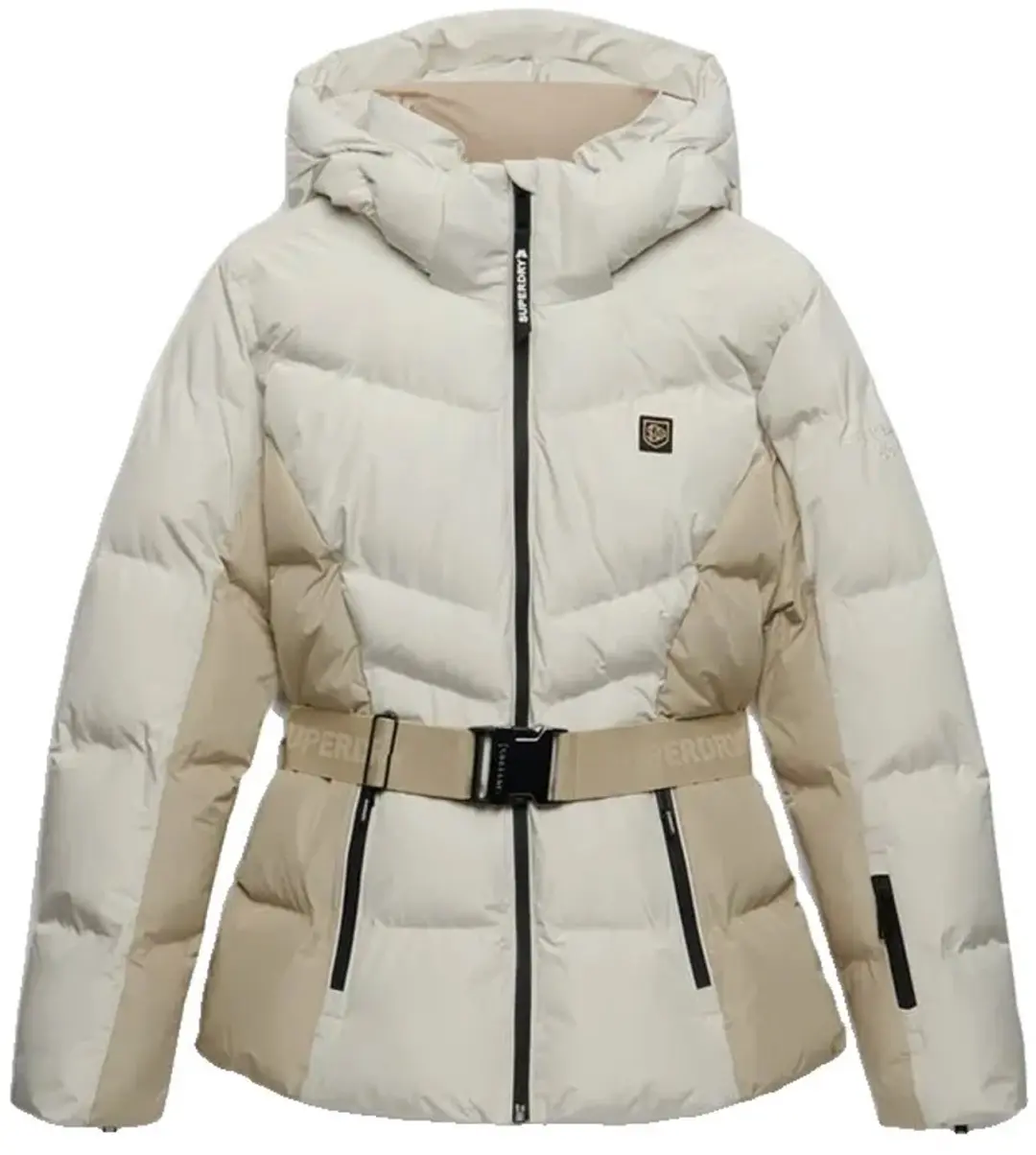 Superdry Luxe Belted Ski Gewatteerde Jas - Crème - M - afbeelding 4 van 6