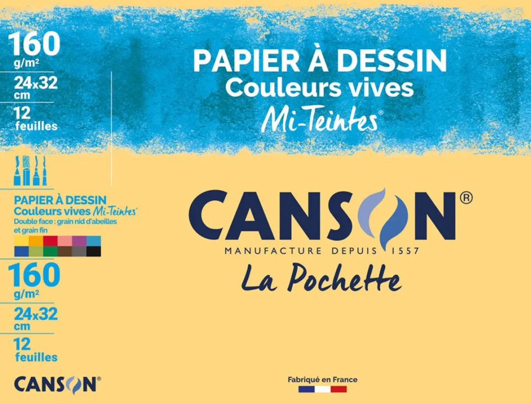 Canson Kunstpapier C200317104 - 12 Vel 24,5x32cm - Zwart