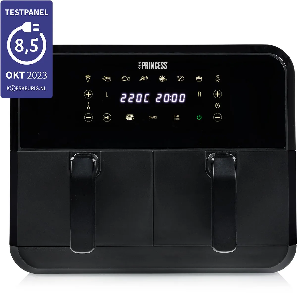 Princess Double Basket Airfryer 182068 - 2400W - 8L - 2 Manden - Zwart