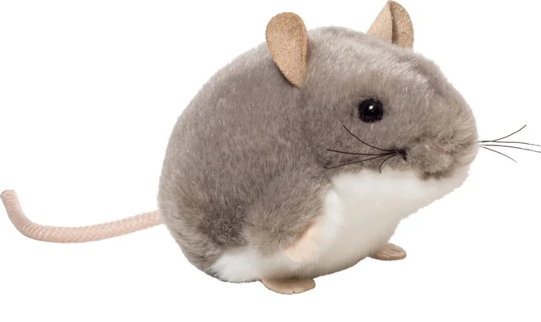 Hermann Teddy Knuffeldier Muis - pluche stof - premium kwaliteit knuffels - grijs - 9 cm