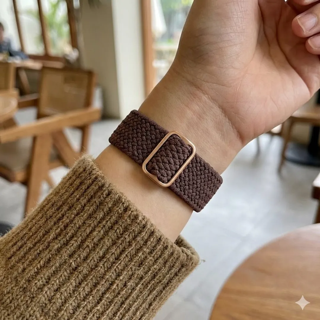 NUVEX Roze Bruin Nylon Horlogeband - 2 Stuks - Geschikt voor Apple Watch 42-49mm