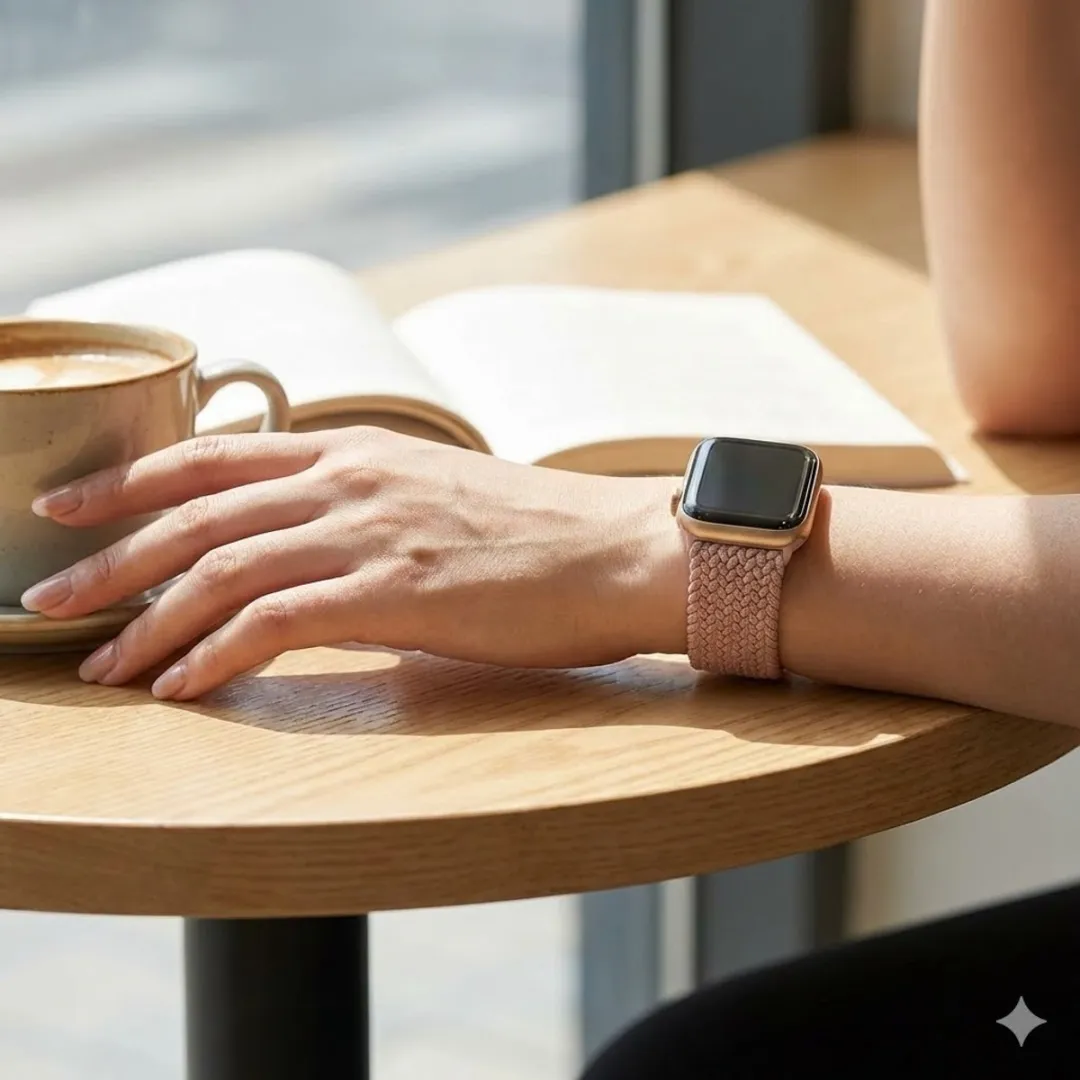 NUVEX Roze Bruin Nylon Horlogeband - 2 Stuks - Geschikt voor Apple Watch 42-49mm