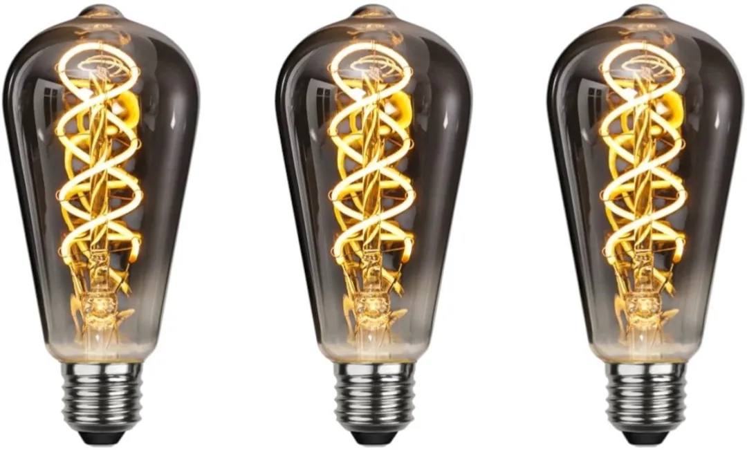 Star Trading Druppel-Edison Rookglas E27 2W - 3 Stuks