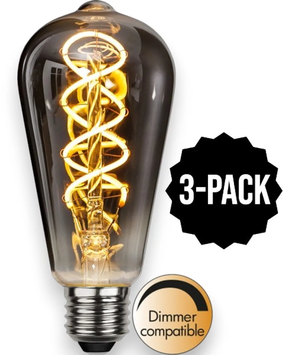 Star Trading Druppel-Edison Rookglas E27 2W