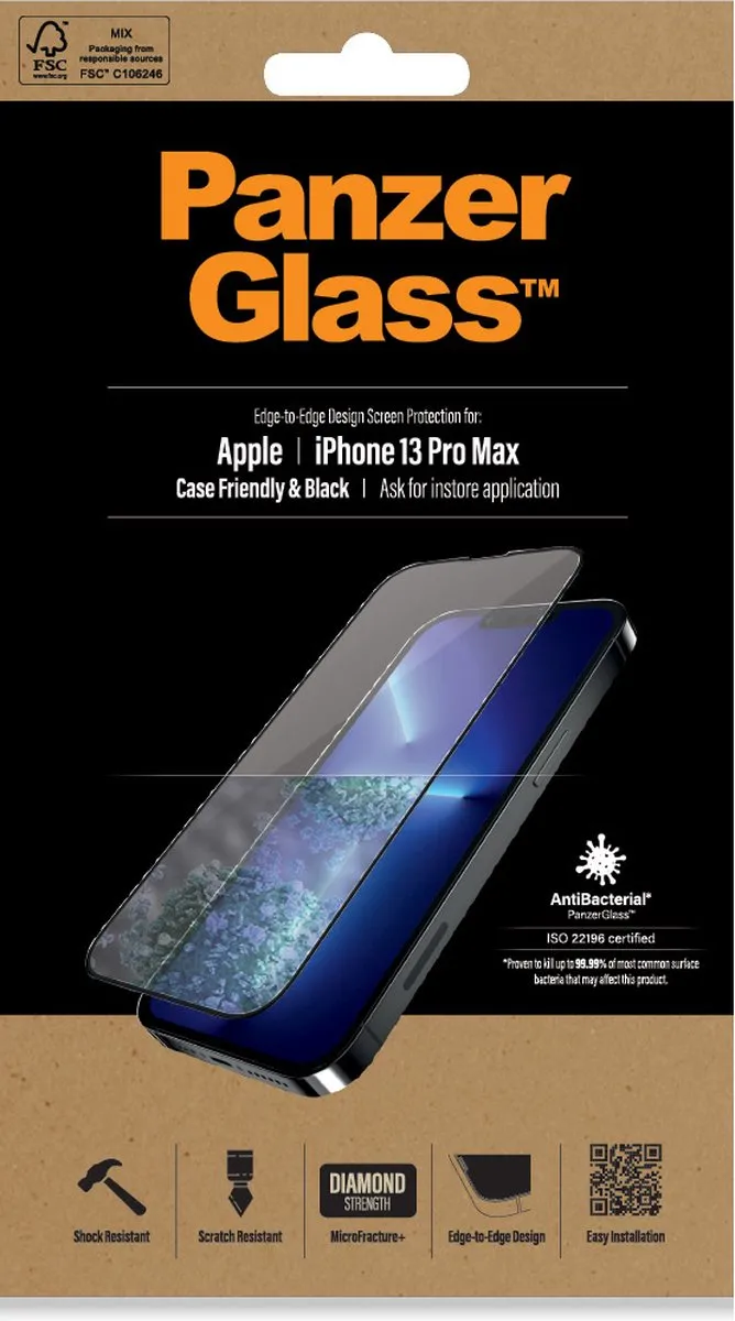PanzerGlass iPhone 13 Pro Max CF Super+ Glas - Zwart