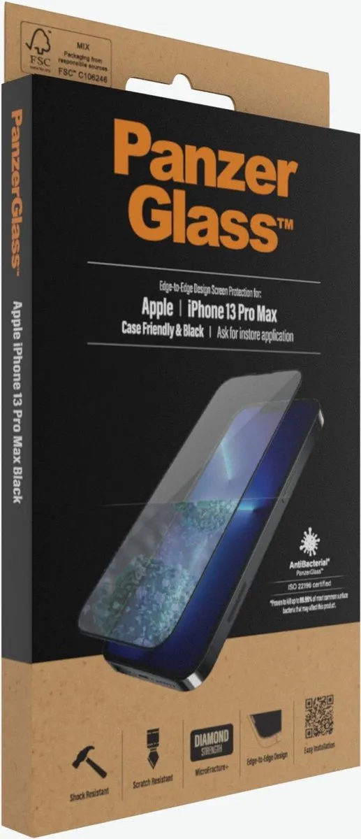 PanzerGlass iPhone 13 Pro Max CF Super+ Glas - Zwart - afbeelding 6 van 6