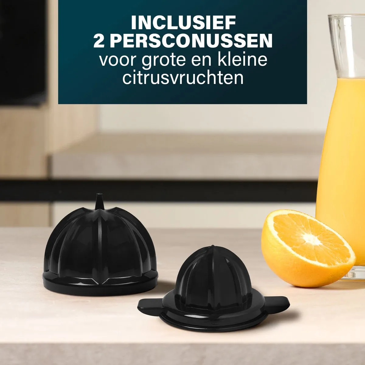 Princess Citruspers 201873 - 2 perskegels - Extreem krachtige motor - 1000W - Elektrische citruspers - Perst alle soorten citrus vruchten