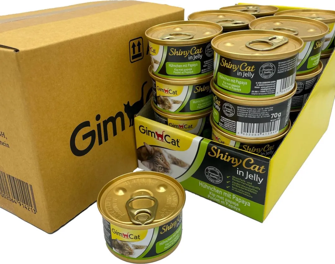 GimCat Shinycat Kattenvoer Kip met Papaya 24x70g