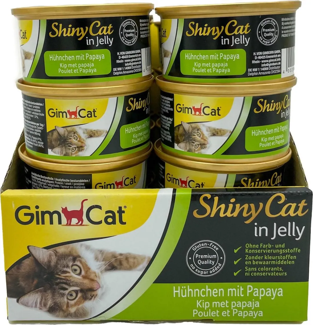 GimCat Shinycat Kattenvoer Kip met Papaya 24x70g