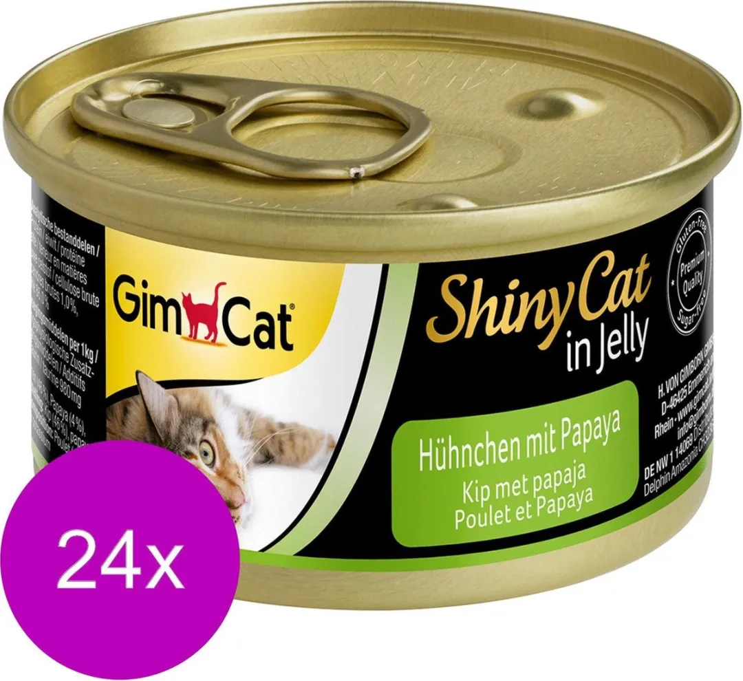 GimCat Shinycat Kattenvoer Kip met Papaya 24x70g