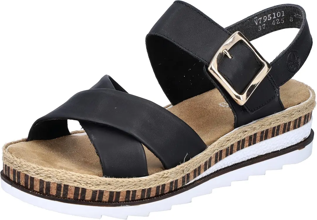 Rieker Dames Sandalen V7951 Zwart
