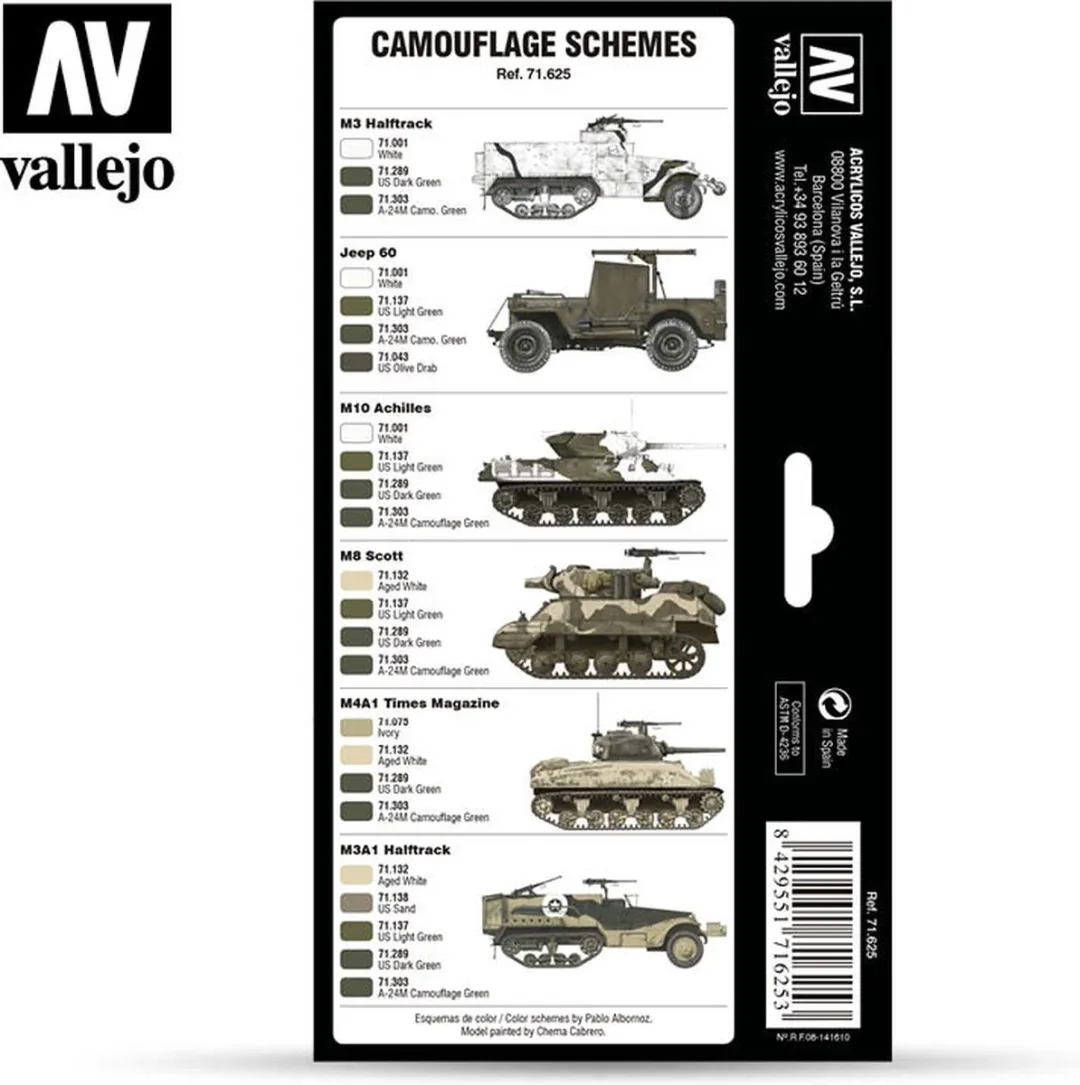 Vallejo Hobbyverf Acrylverf WWII US Army Europe 1942-1945 - 8x17ml
