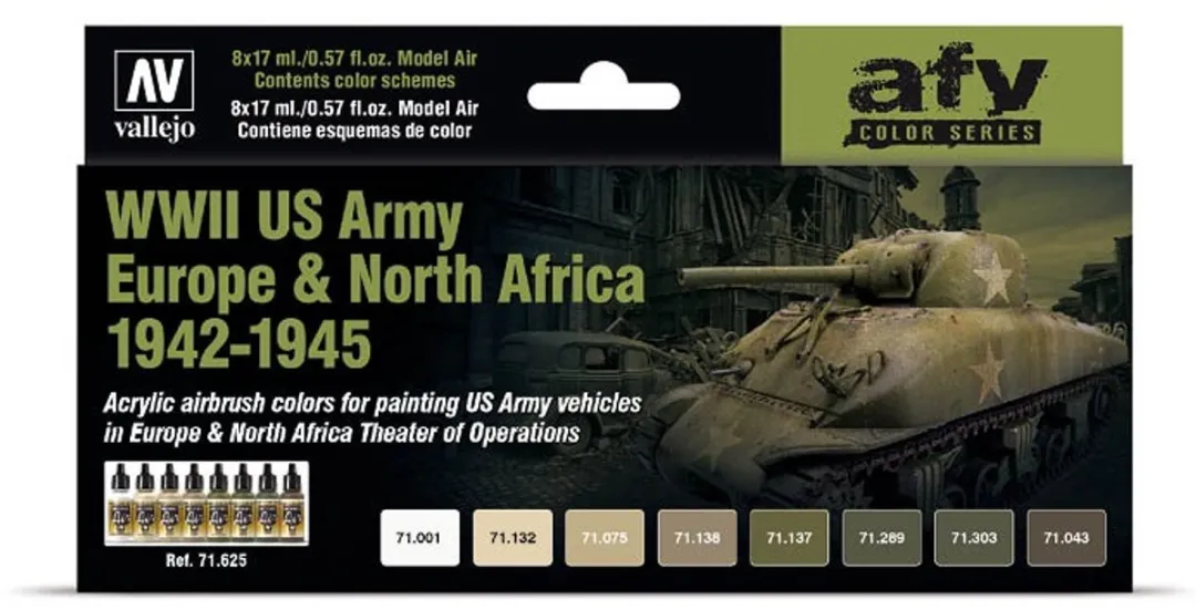 Vallejo Hobbyverf Acrylverf WWII US Army Europe 1942-1945 - 8x17ml