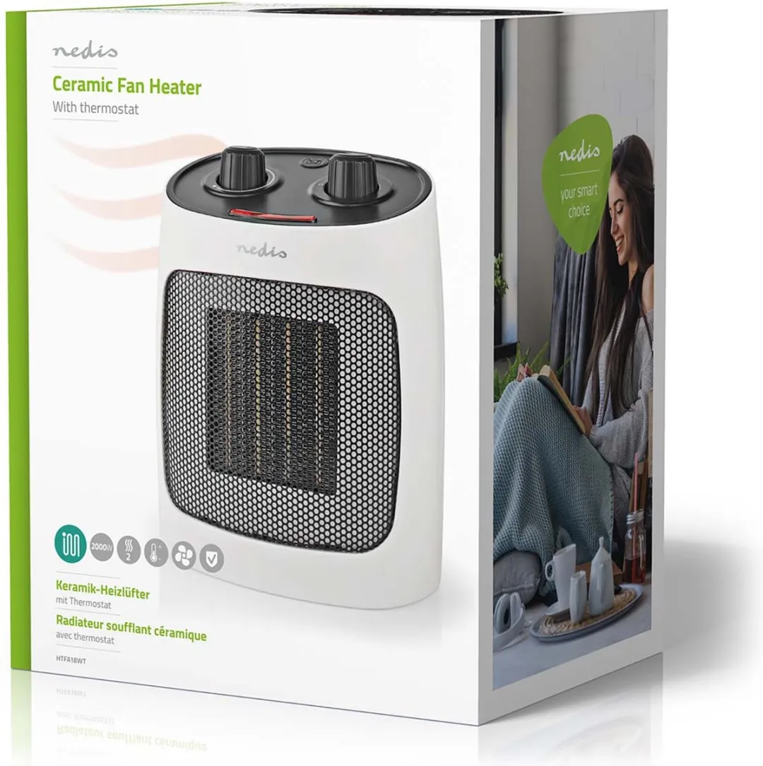 Nedis HTFA18WT Keramische Ventilatorkachel 2000W - Wit