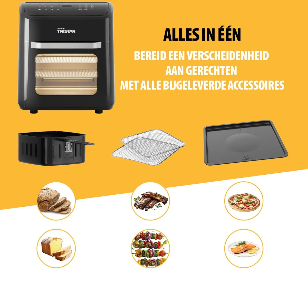Tristar FR-9065 - Airfryer Oven XXL - 12L - 12 Bakprogramma's - Zwart