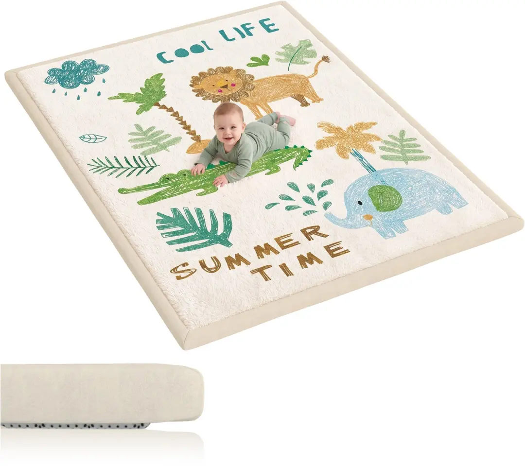 AIYAPLAY Kids Floor Playmat-Schaumstoff, Flanell-150 x 200 x 3 cm-Cremeweiß
