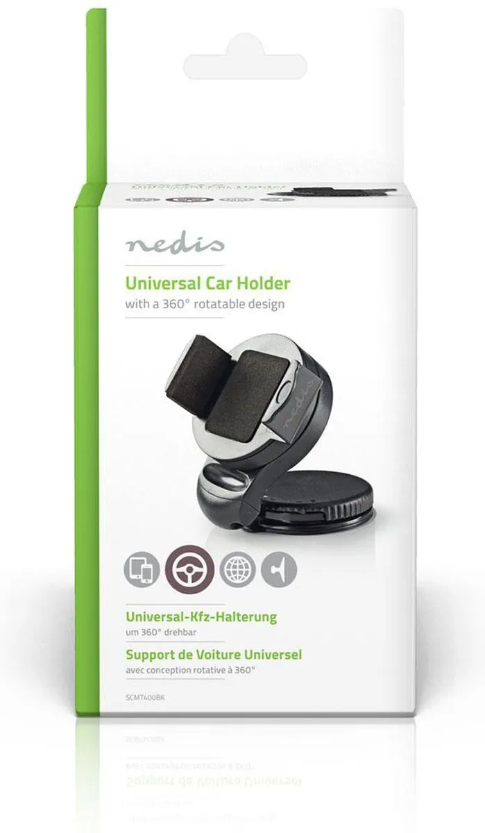 Nedis Smartphonehouder Auto SCMT400BK - Universeel 4-6.4" - Zwart