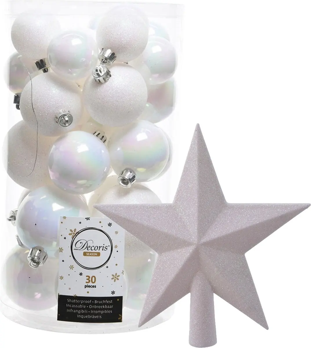 Decoris Christmas pearl white 30x kerstballen