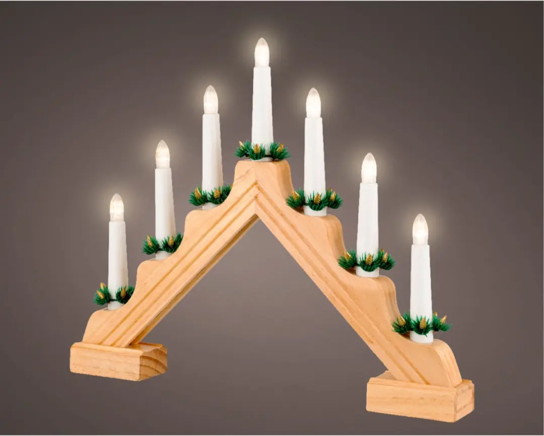 Lumineo Kaarsenbrug LED Raamdeco 39,5cm - Naturel - afbeelding 2 van 3