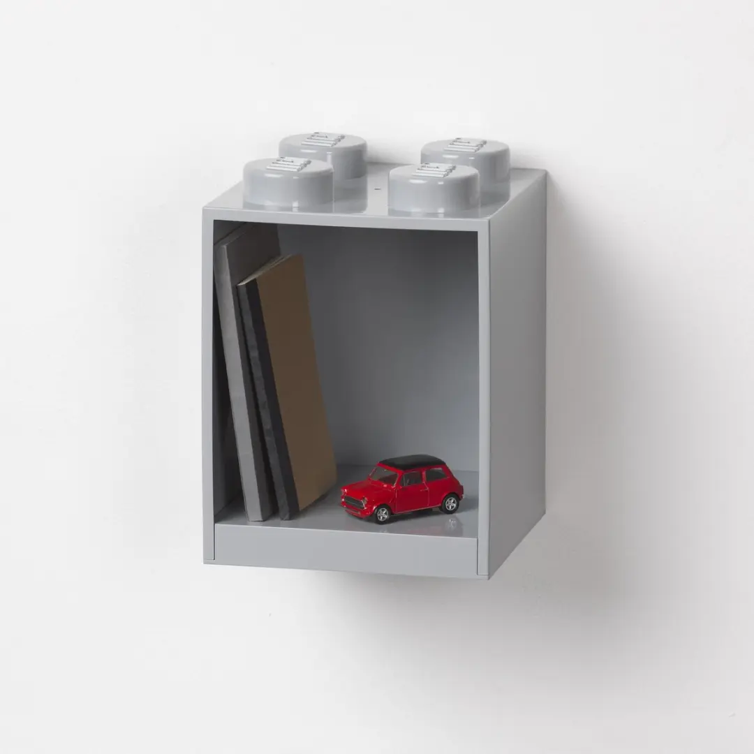 LEGO Brick Wandschap 4 Noppen - Grijs - afbeelding 2 van 4