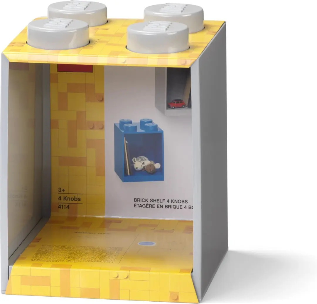 LEGO Brick Wandschap 4 Noppen - Grijs - afbeelding 3 van 4