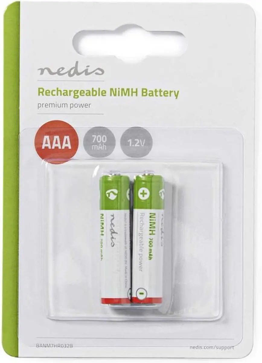 Nedis Oplaadbare NiMH-Batterij AAA 1.2V 700 mAh - 2-Pak - afbeelding 6 van 6