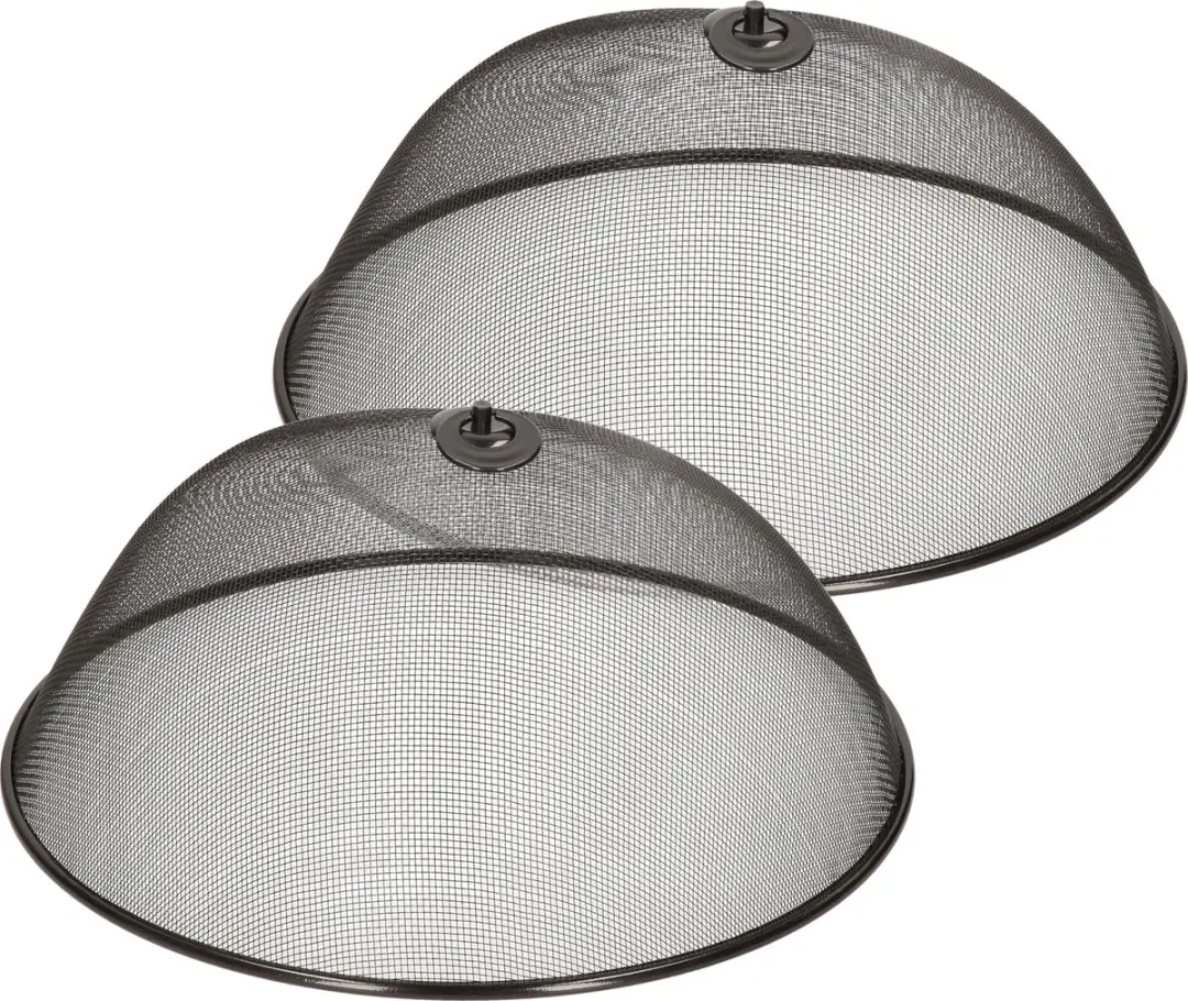2x stuks metalen vliegenkap/voedselkap zwart rond 35 cm