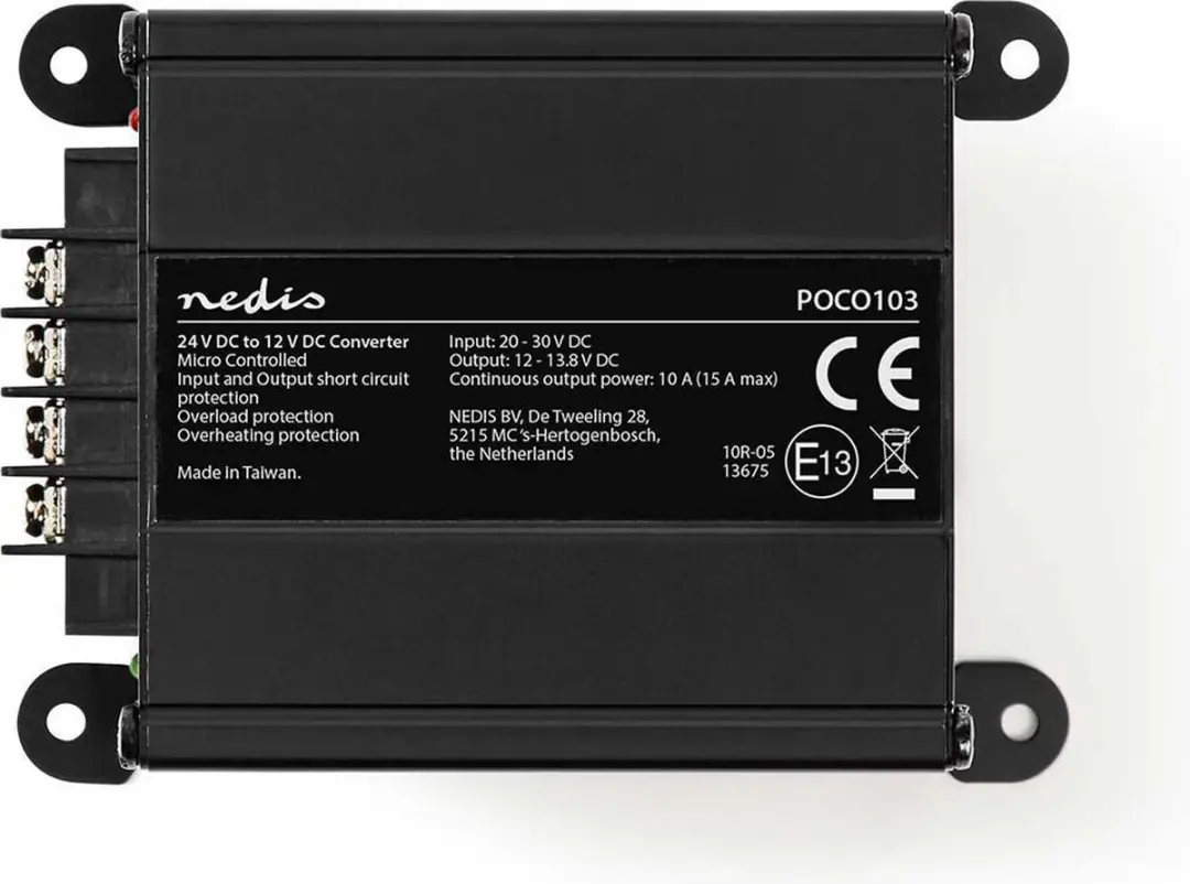 Nedis Spanningsomvormer 120W 24V naar 12V - Zwart - afbeelding 3 van 5