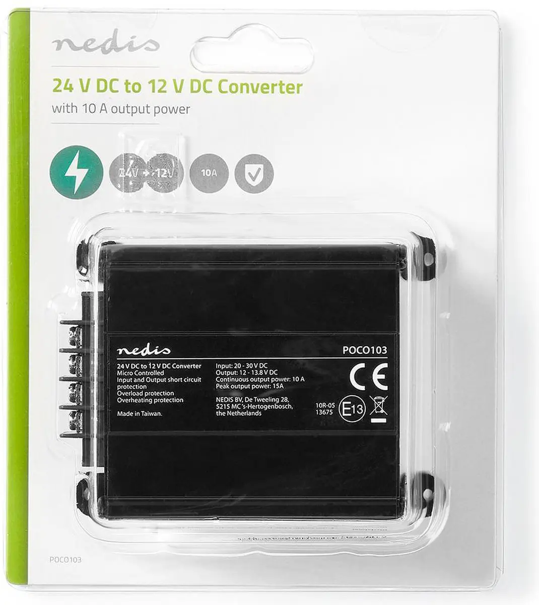Nedis Spanningsomvormer 120W 24V naar 12V - Zwart - afbeelding 4 van 5