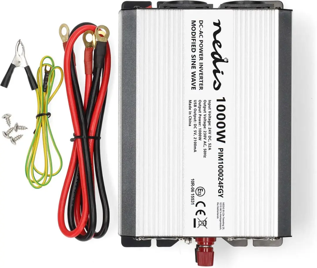 Nedis Omvormer 1000W Gemodificeerde Sinusgolf - Zilver - afbeelding 3 van 5