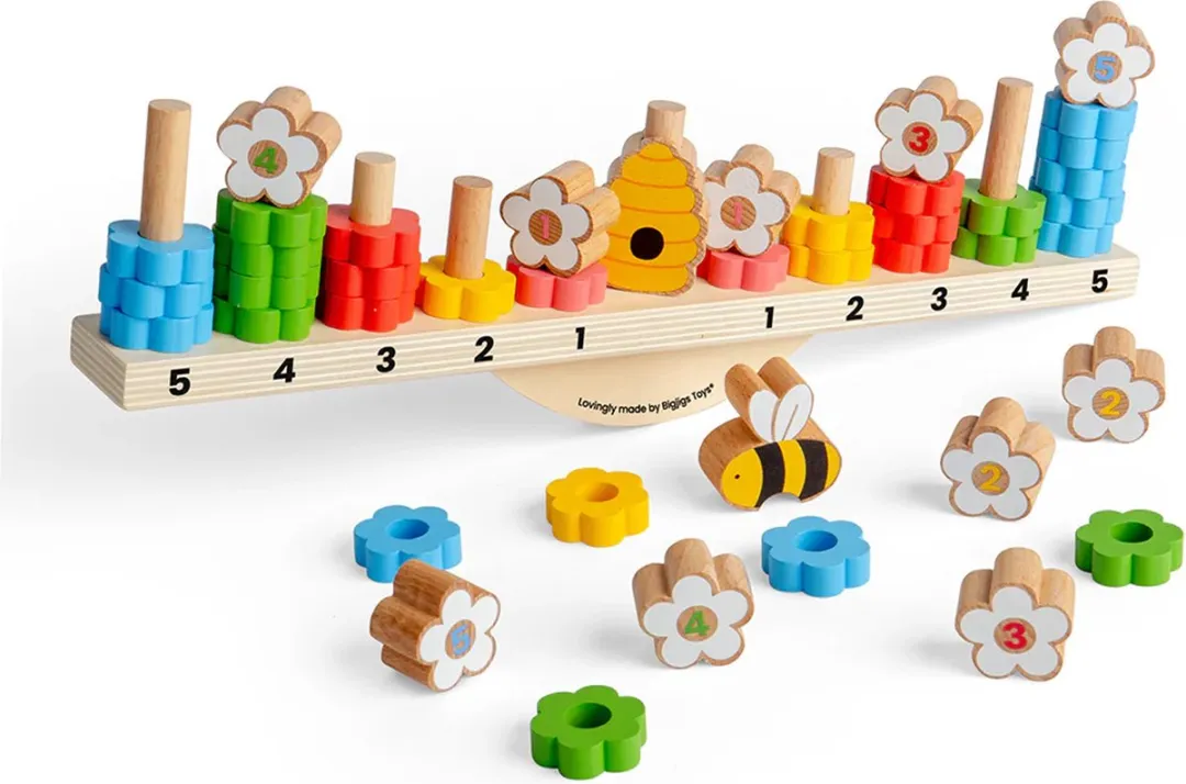 BIGJIGS Telbord Balans Bloemetjes en bijtje 44dlg - Meerdere kleuren