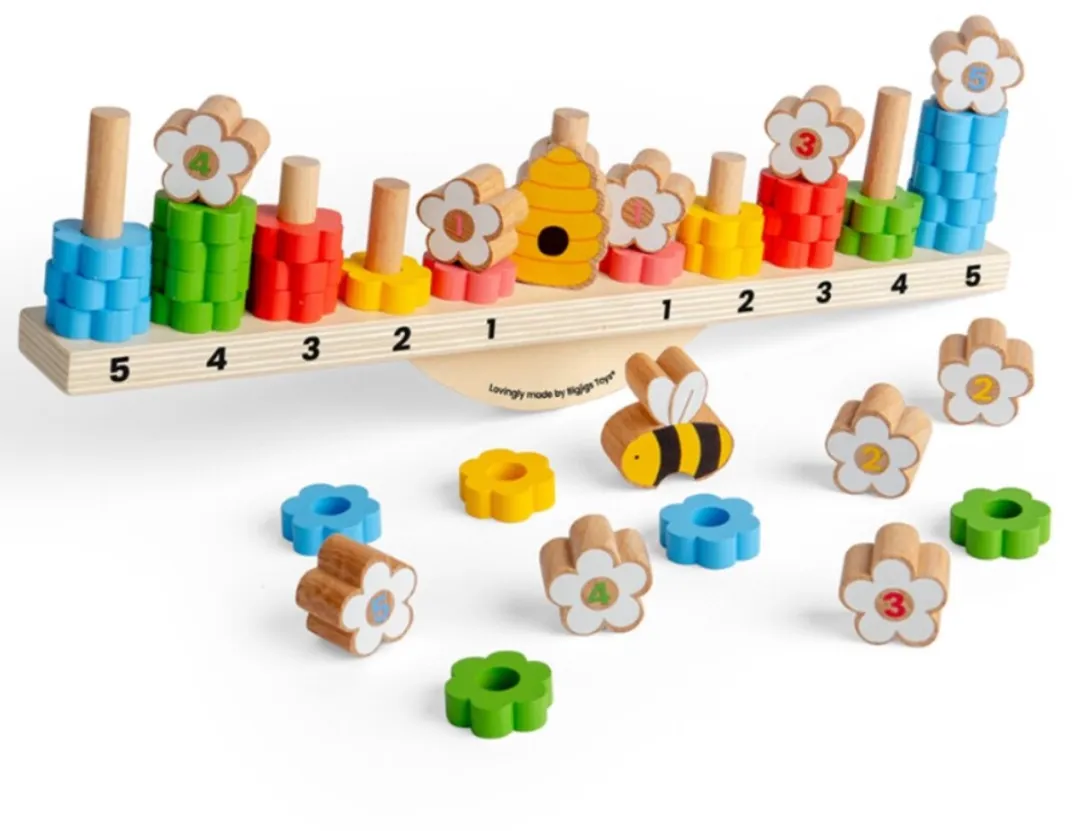 BIGJIGS Telbord Balans Bloemetjes en bijtje 44dlg