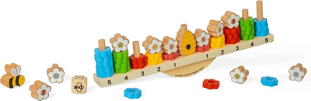 BIGJIGS Telbord Balans Bloemetjes en bijtje 44dlg - Meerdere kleuren