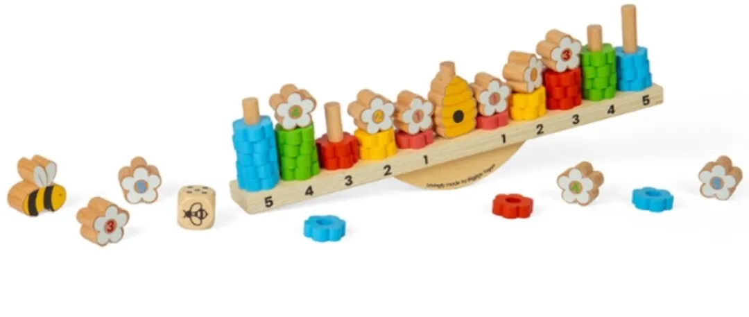 BIGJIGS Telbord Balans Bloemetjes en bijtje 44dlg - Meerdere kleuren