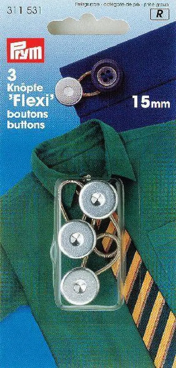 Prym Flexi-Knopen met Lus 15mm - 3 Stuks - Zilverkleur