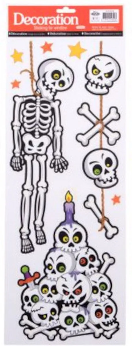 Carnival Toys Raamstickers Halloween Skelet 21x59cm