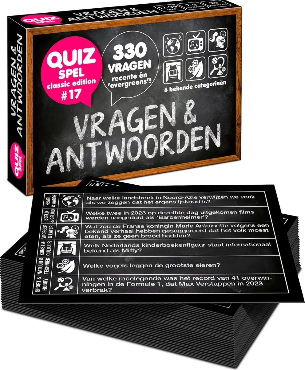 COMBI-DEAL: Vragen & Antwoorden #17 + #18 - Kaartspel - Pocketformaat Trivia Quiz en Aanvulset / Uitbreiding - 2x 330 Nederlandse vragen!