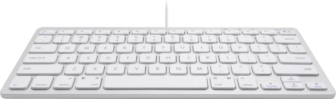 Macally SLIMKEYCA Compact USB-toetsenbord - Wit/Zilverkleurig