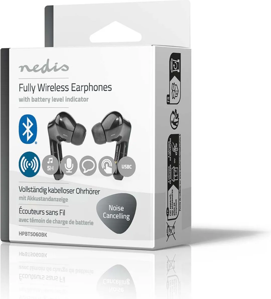 Nedis HPBT5060BK Volledig Draadloze Oordopjes - Zwart