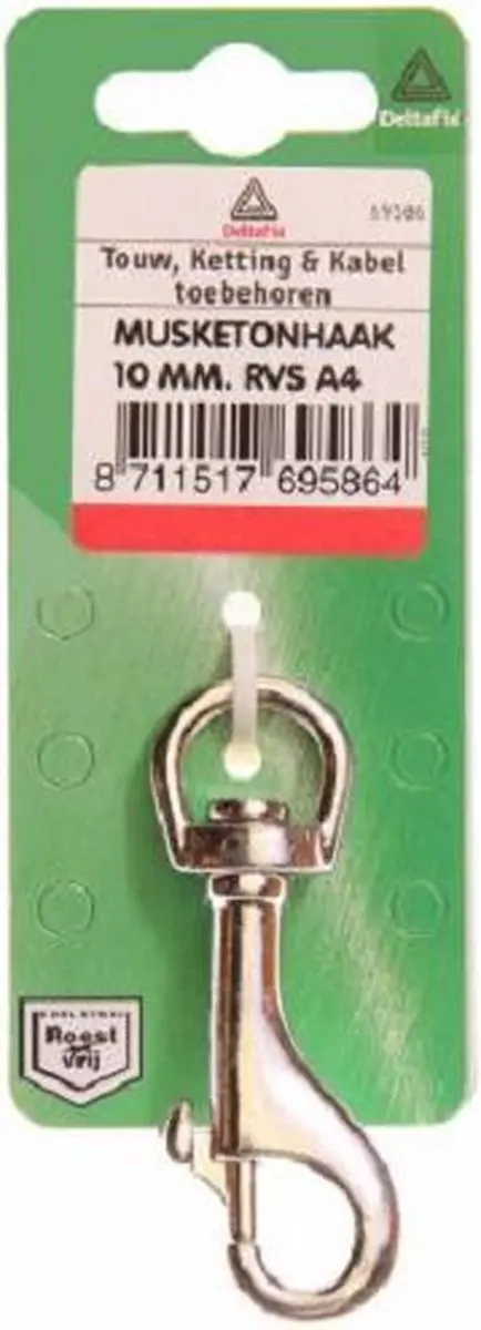 Deltafix Musketonhaak Ronde Wervel 3/8 x 10mm RVS-A4